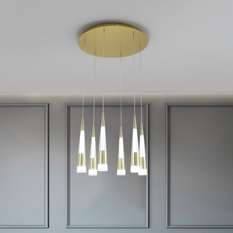 Modern Style Draping Multi-Light Adjustable Pendant with 6 LED Bulbs for Dining Room in Black/Gold