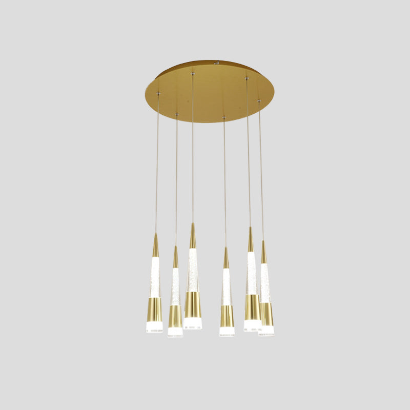 Modern Style Draping Multi-Light Adjustable Pendant with 6 LED Bulbs for Dining Room in Black/Gold