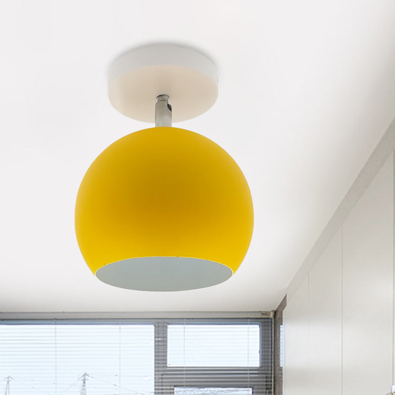 Adjustable Half Sphere Flush Mount Macaron Aluminum Lighting Fixture - Small | 1 Bulb | Yellow/Pink/Grey