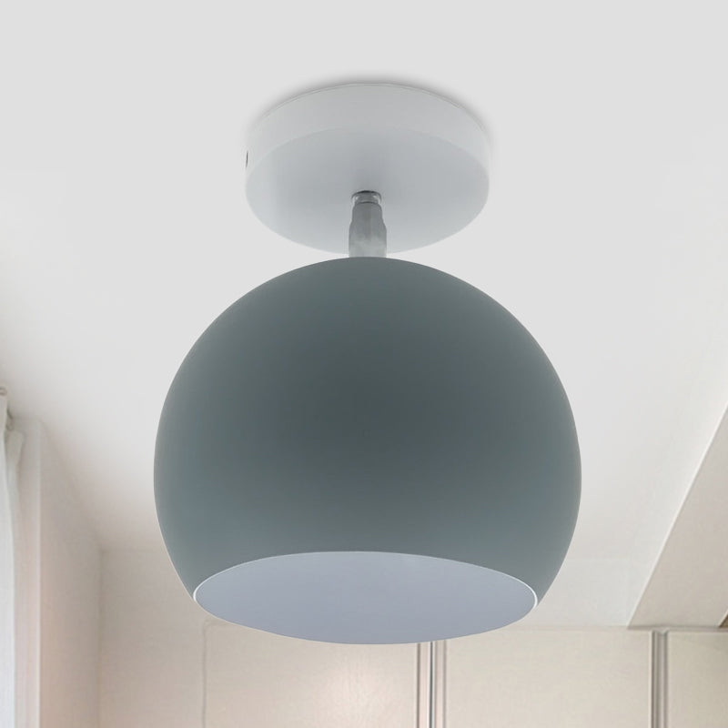 Adjustable Half Sphere Flush Mount Macaron Aluminum Lighting Fixture - Small | 1 Bulb | Yellow/Pink/Grey