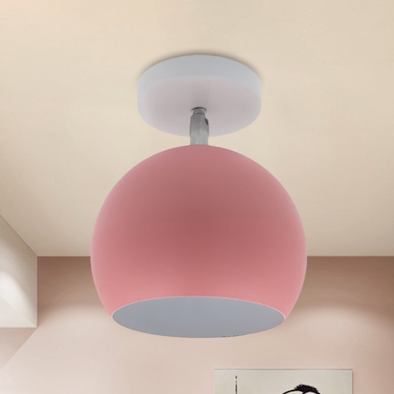 Adjustable Half Sphere Flush Mount Macaron Aluminum Lighting Fixture - Small | 1 Bulb | Yellow/Pink/Grey