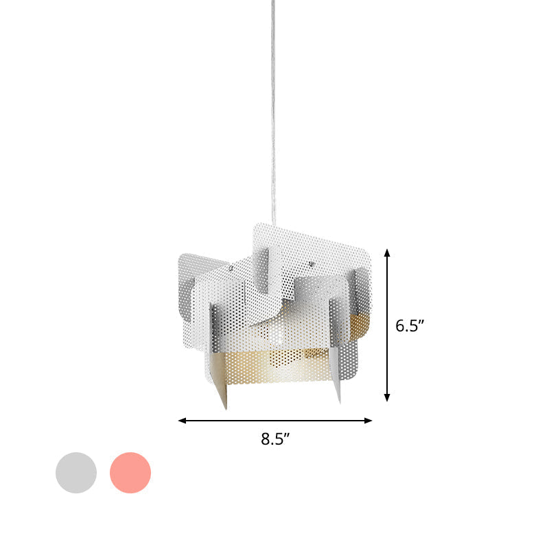 Modern Vogue Steel Mesh Screen Pendant Light in Pink/Grey for Dining Room