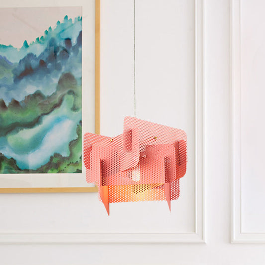 Modern Vogue Steel Mesh Screen Pendant Light in Pink/Grey for Dining Room