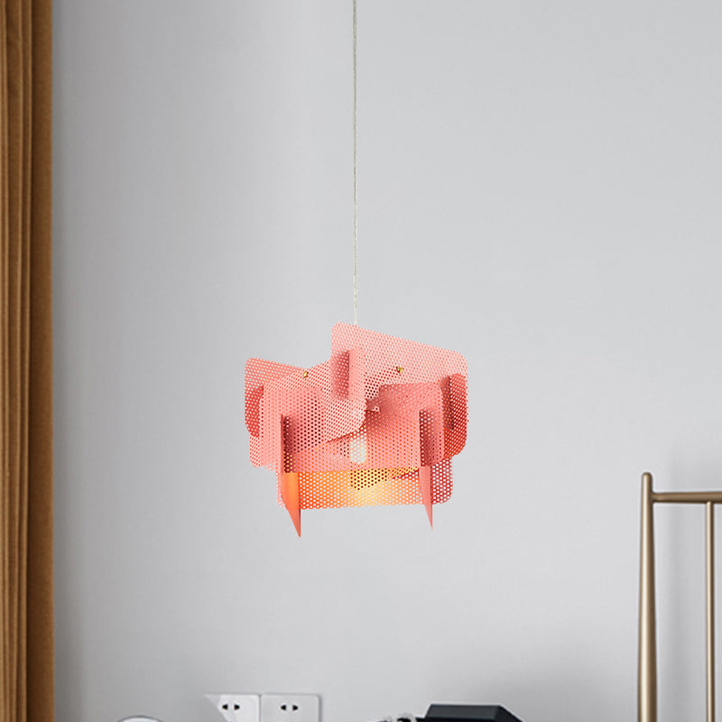 Modern Vogue Steel Mesh Screen Pendant Light in Pink/Grey for Dining Room