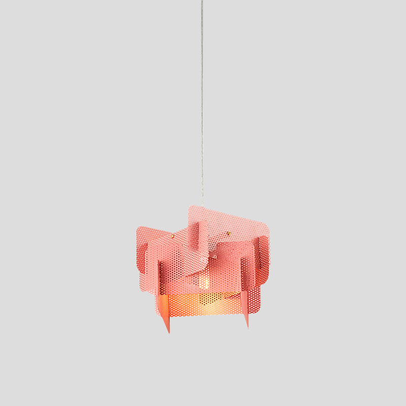 Modern Vogue Steel Mesh Screen Pendant Light in Pink/Grey for Dining Room