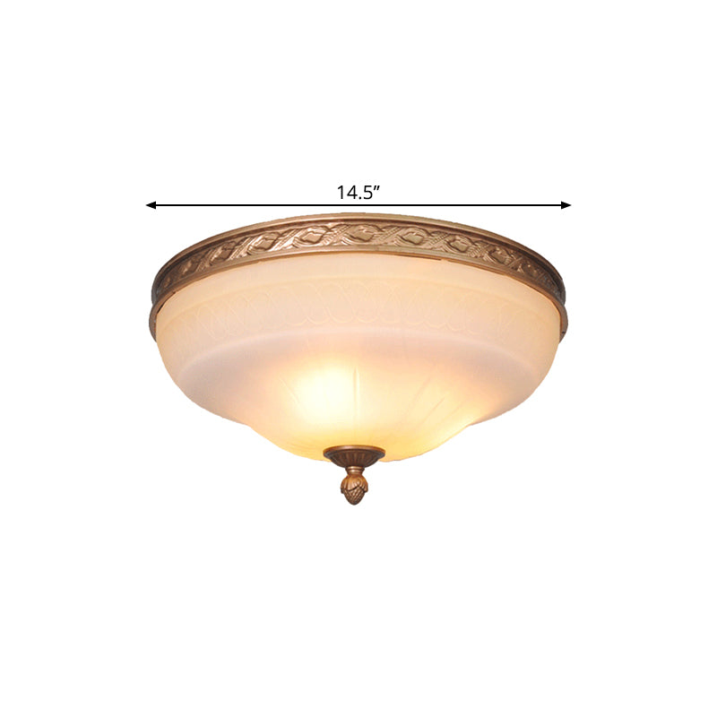 Vintage Amber Glass Ivory Ceiling Lamp - Curved Dome - 14.5"/16.5"/20" Wide - LED Flush Mount Fixture