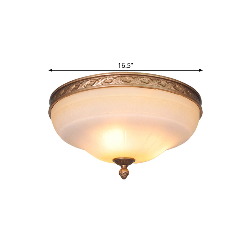 Vintage Amber Glass Ivory Ceiling Lamp - Curved Dome - 14.5"/16.5"/20" Wide - LED Flush Mount Fixture