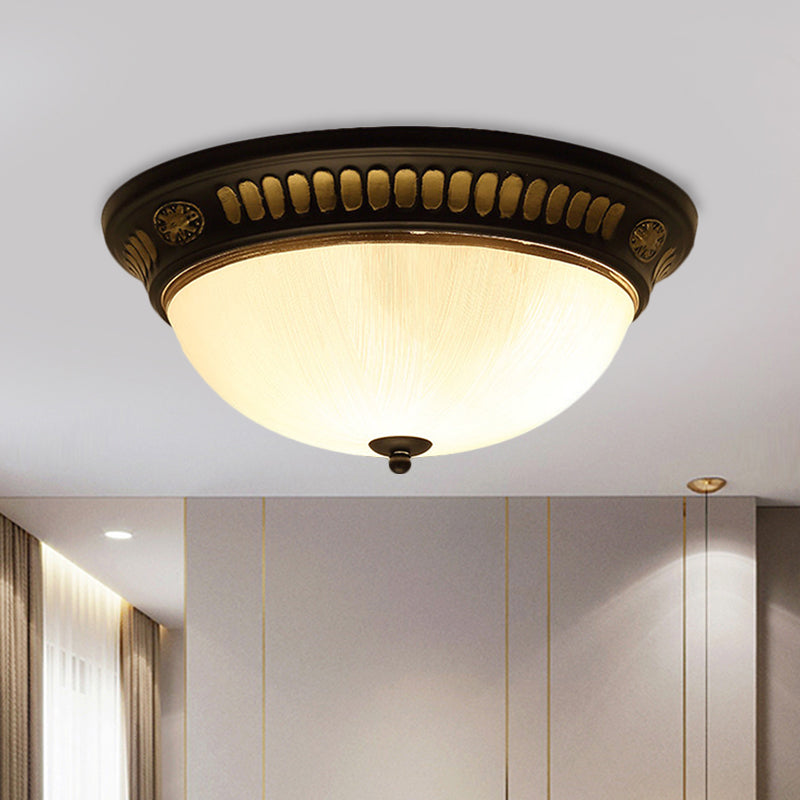 Bronze Glass LED Flush Light Fixture in Traditional Dome Shape for Ceiling, 12.5"/15" Width