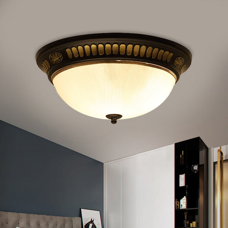 Bronze Glass LED Flush Light Fixture in Traditional Dome Shape for Ceiling, 12.5"/15" Width