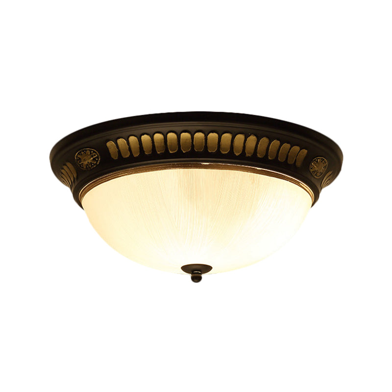 Bronze Glass LED Flush Light Fixture in Traditional Dome Shape for Ceiling, 12.5"/15" Width