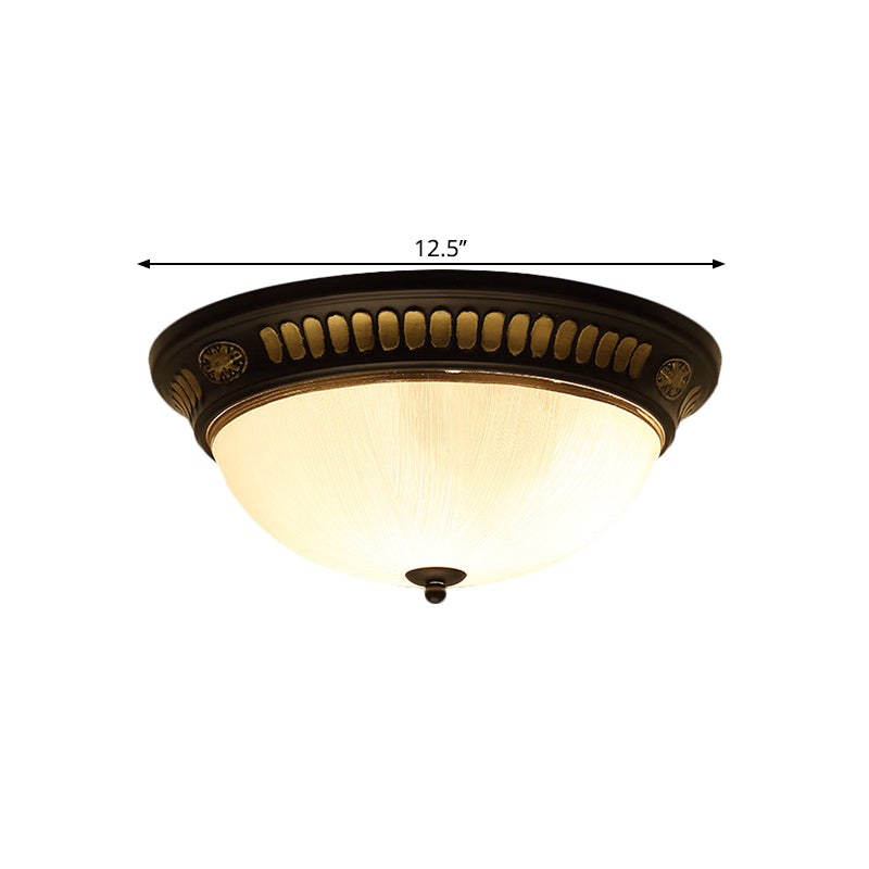 Bronze Glass LED Flush Light Fixture in Traditional Dome Shape for Ceiling, 12.5"/15" Width