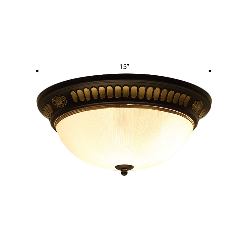 Bronze Glass LED Flush Light Fixture in Traditional Dome Shape for Ceiling, 12.5"/15" Width