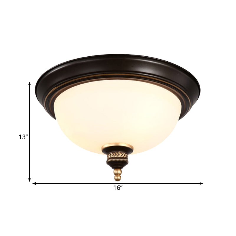 Modern Opal Glass 3-Bulb Black Flush Mount Ceiling Light Fixture for Bedroom