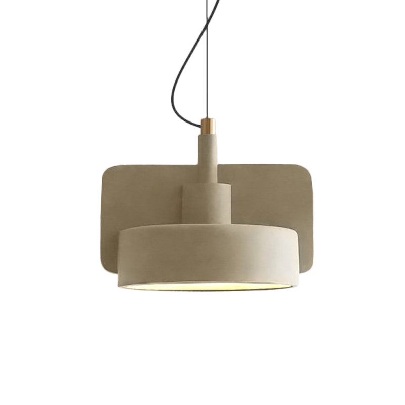 Suspension minimaliste : luminaire à bol peu profond en ciment pour 1 ampoule, parfait pour la table à manger en rouge/gris/jaune