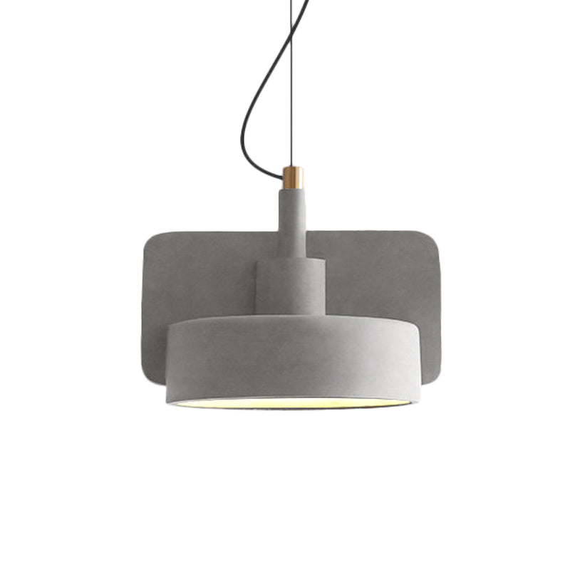 Suspension minimaliste : luminaire à bol peu profond en ciment pour 1 ampoule, parfait pour la table à manger en rouge/gris/jaune