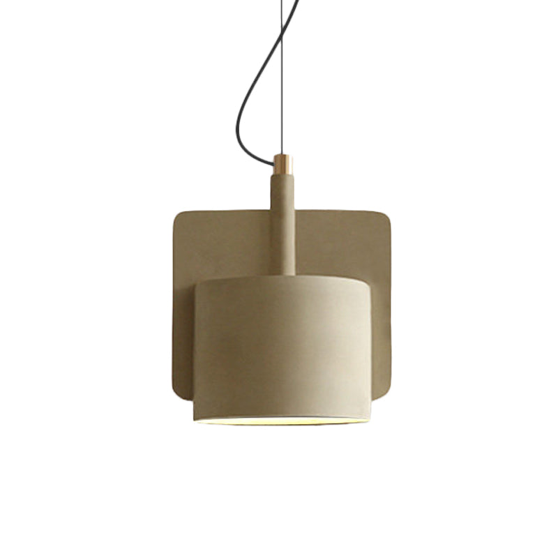 Nordic Single-Bulb Half Shade Pendant Light - Red/Grey/Yellow - Bedside