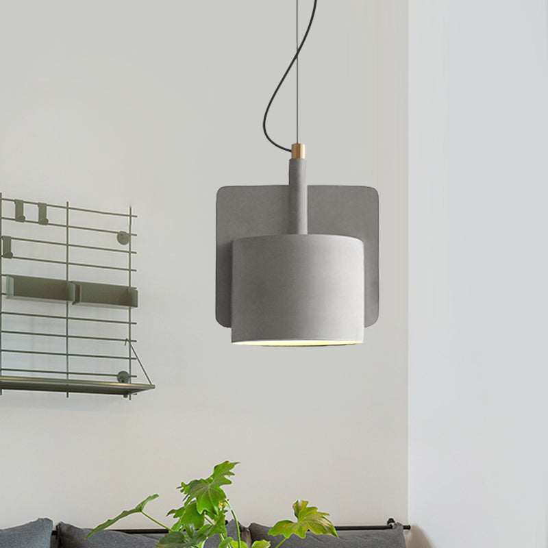 Nordic Single-Bulb Half Shade Pendant Light - Red/Grey/Yellow - Bedside