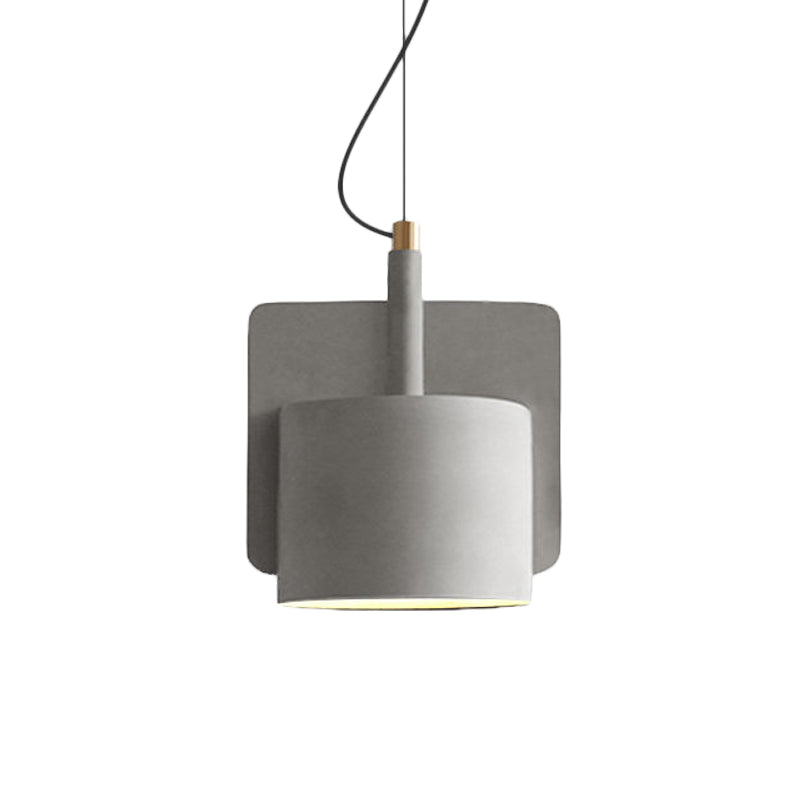 Nordic Single-Bulb Half Shade Pendant Light - Red/Grey/Yellow - Bedside