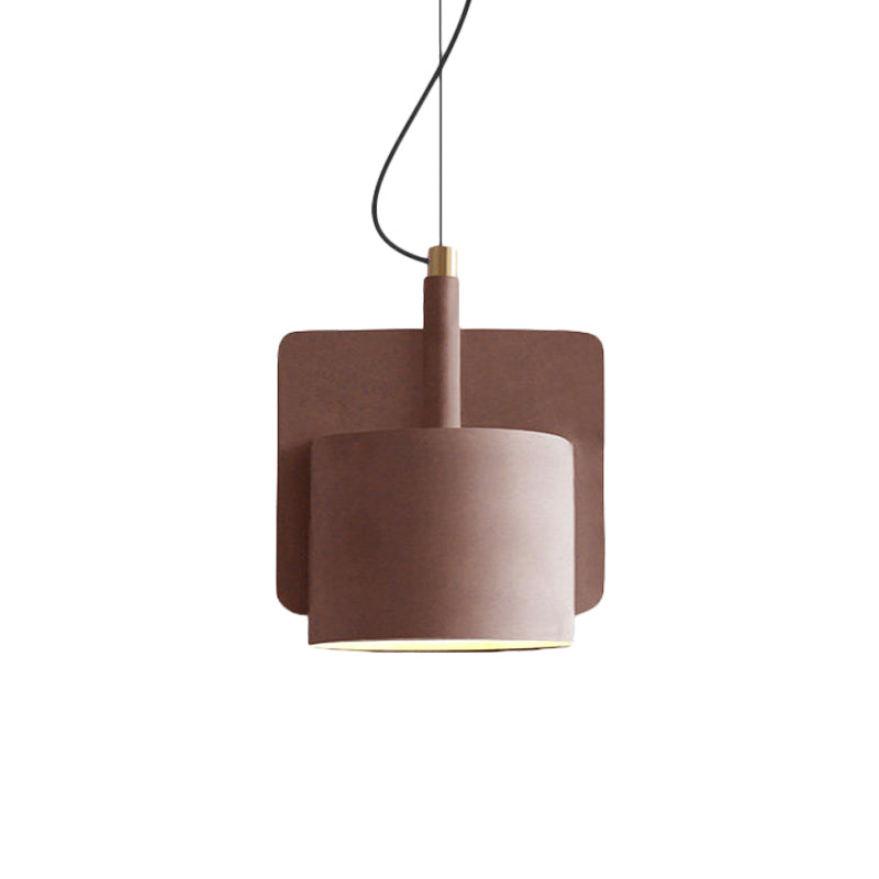 Nordic Single-Bulb Half Shade Pendant Light - Red/Grey/Yellow - Bedside