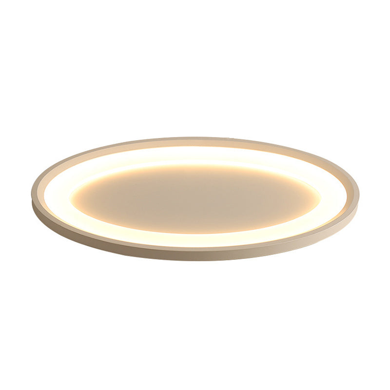 Minimalist Iron Flush Mount Ceiling Light Fixture - Elliptical Thin Bedroom LED Flushmount, Warm/White Light (22"/26" W)