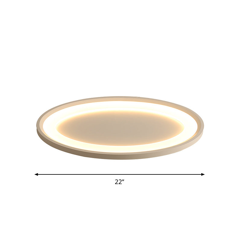 Minimalist Iron Flush Mount Ceiling Light Fixture - Elliptical Thin Bedroom LED Flushmount, Warm/White Light (22"/26" W)