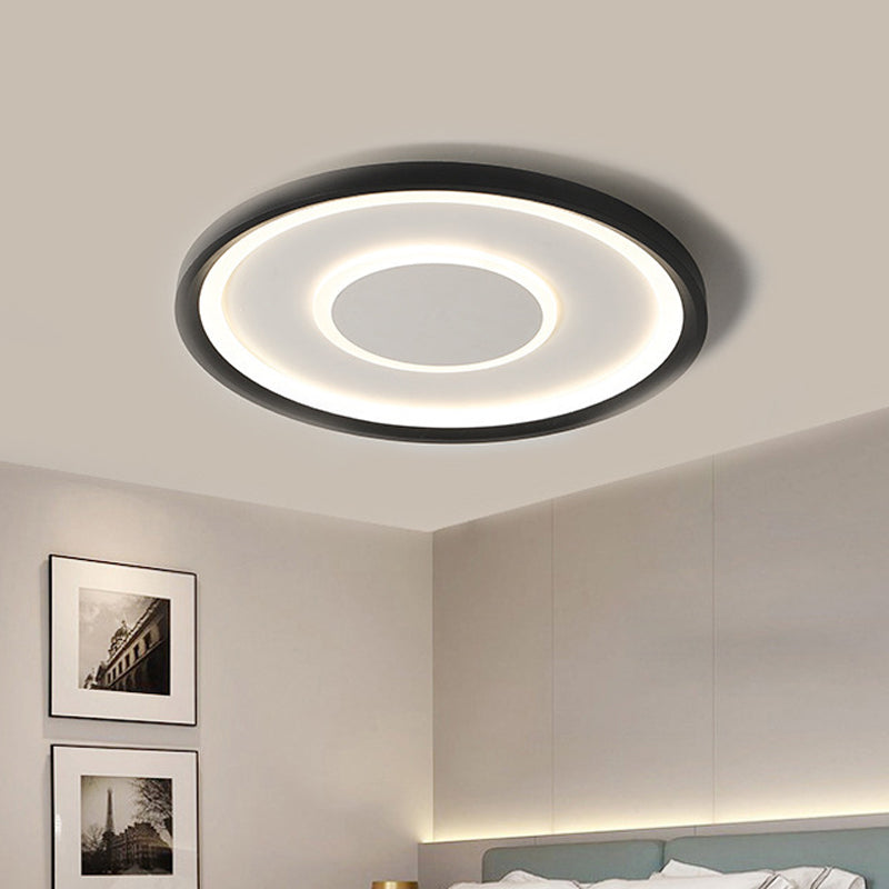 Nordic Acrylic LED Flush Ceiling Light in Black - 16"/19.5" Width