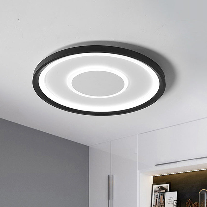 Nordic Acrylic LED Flush Ceiling Light in Black - 16"/19.5" Width