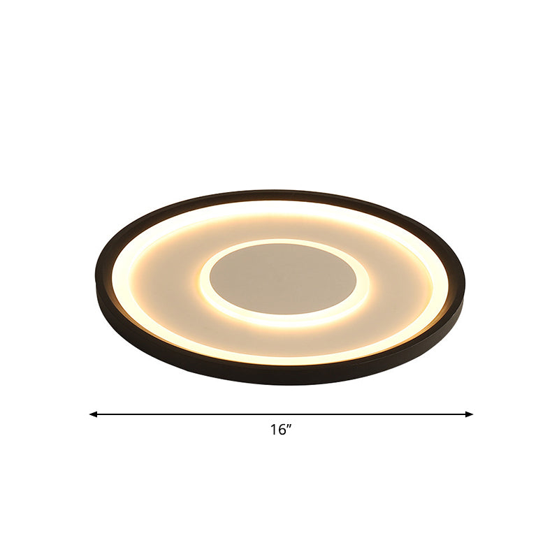 Nordic Acrylic LED Flush Ceiling Light in Black - 16"/19.5" Width