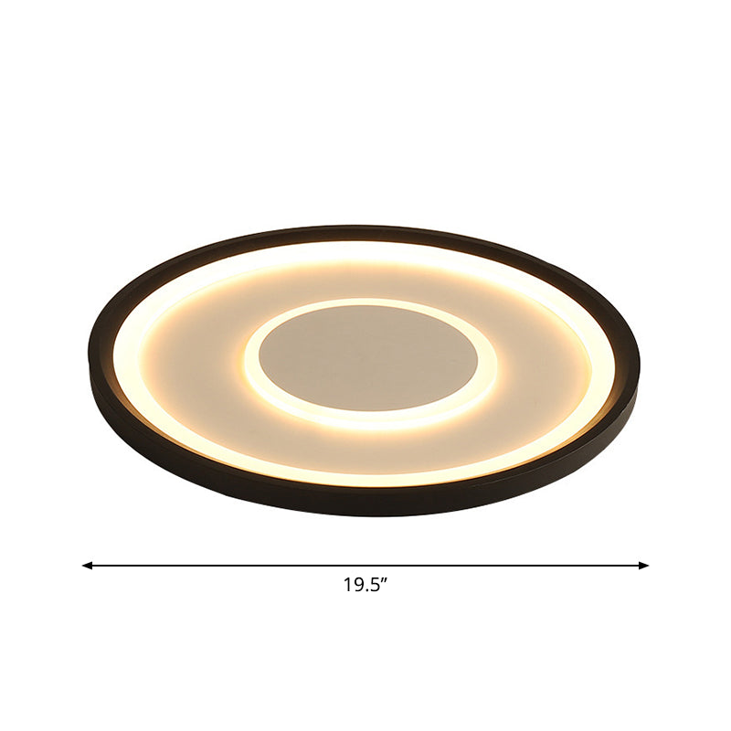 Nordic Acrylic LED Flush Ceiling Light in Black - 16"/19.5" Width