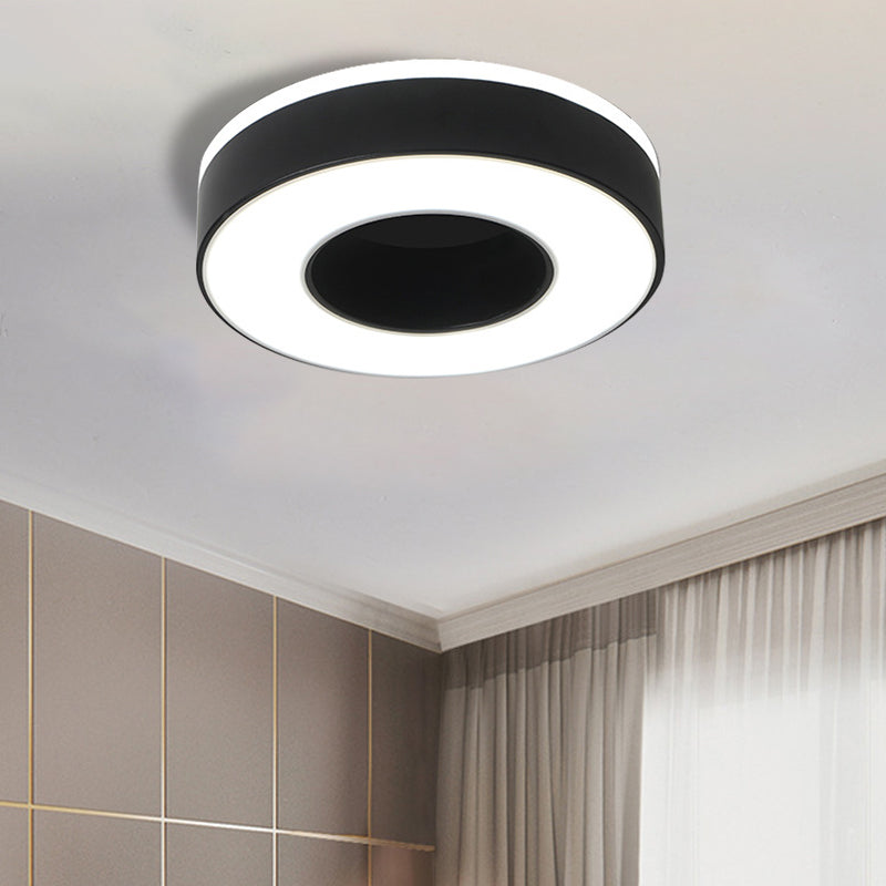 Sleek LED Corridor Ceiling Light with Simple Black/White Flush Mount & Small Square/Round Acrylic Frame, Warm/White Light