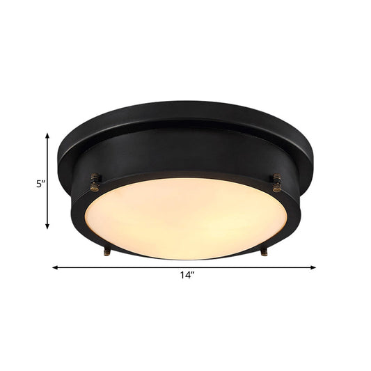 Iron Black Circle Led Flush Mount Light For Corridor - 10/14 Warm/White/3 Color Options