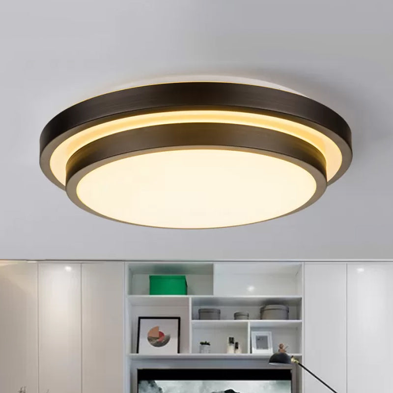 Vintage Dual-Layered Iron LED Ceiling Light in Black for Living Room - 11"/16"/19.5" W