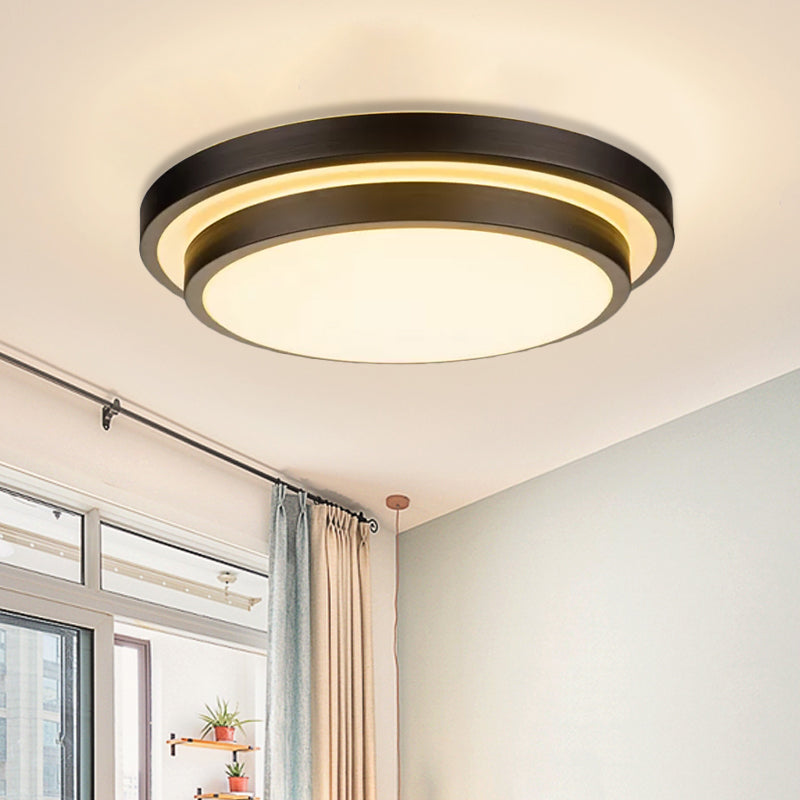 Vintage Dual-Layered Iron LED Ceiling Light in Black for Living Room - 11"/16"/19.5" W