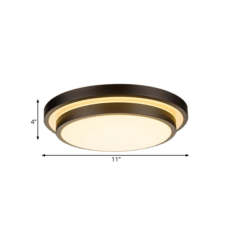 Vintage Dual-Layered Iron LED Ceiling Light in Black for Living Room - 11"/16"/19.5" W