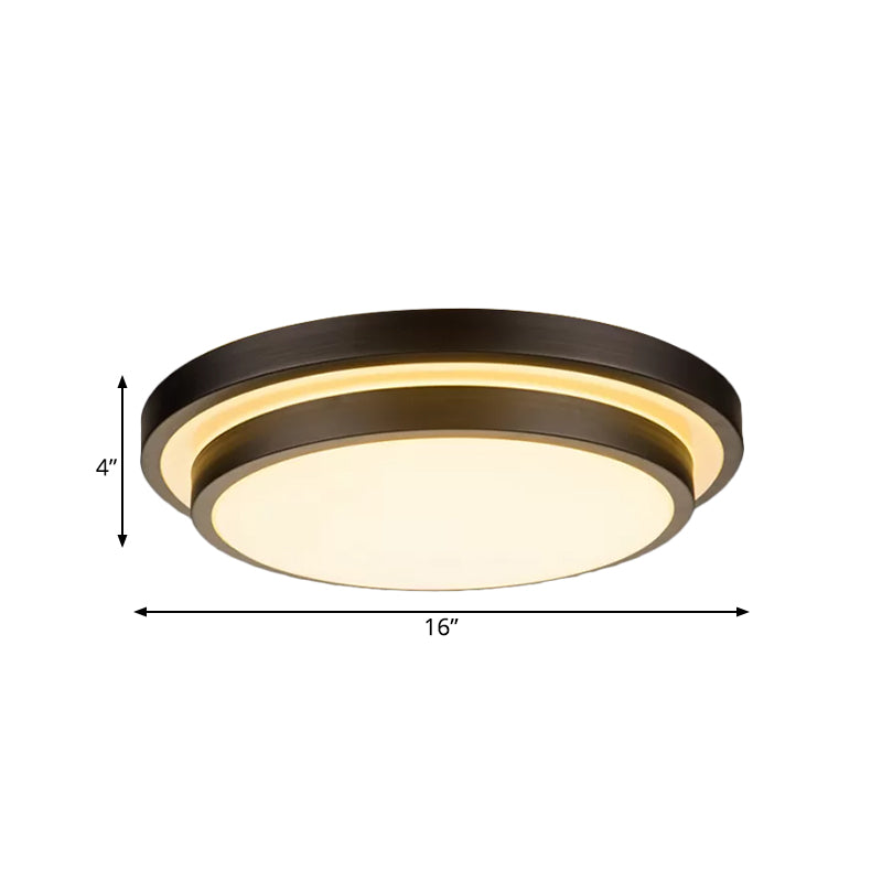 Vintage Dual-Layered Iron LED Ceiling Light in Black for Living Room - 11"/16"/19.5" W