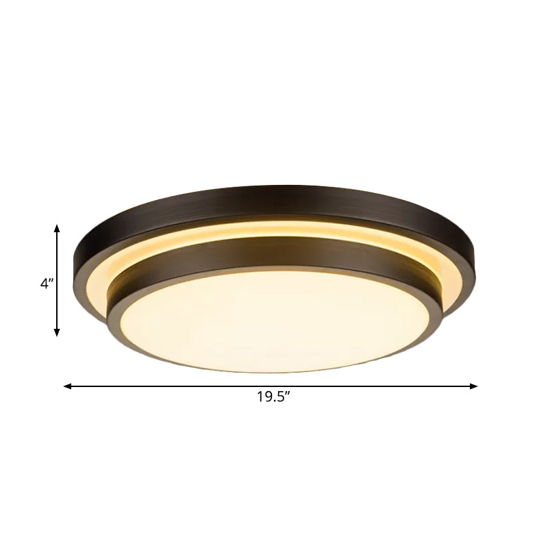 Vintage Dual-Layered Iron Led Ceiling Light In Black For Living Room - 11/16/19.5 W
