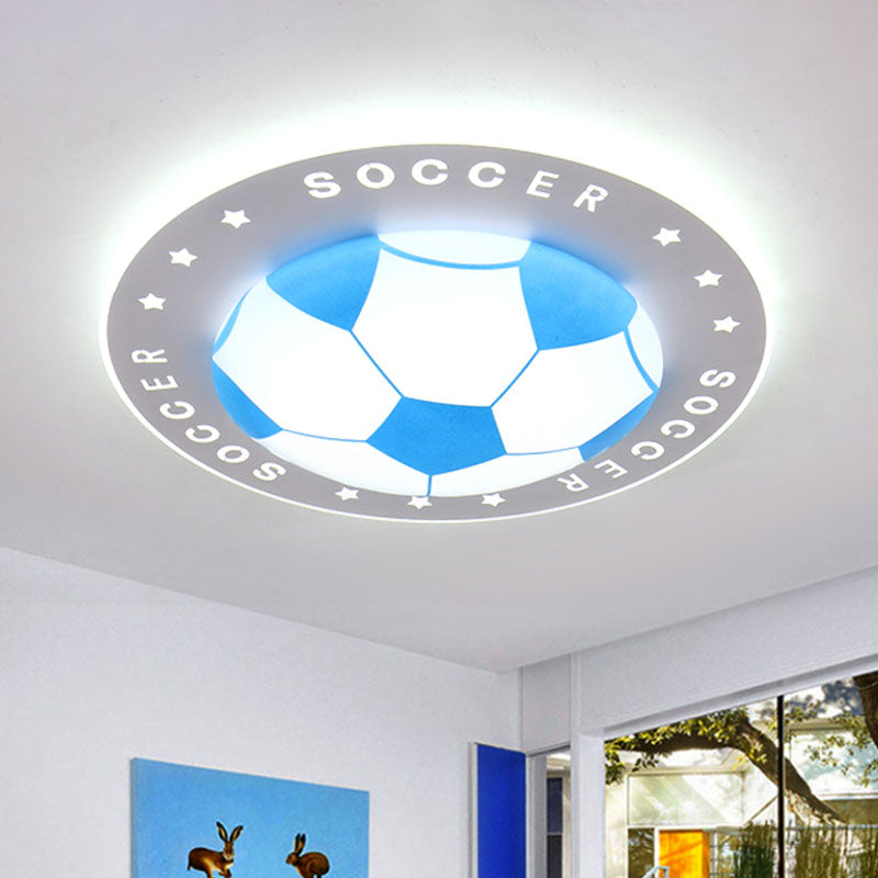 Spot LED encastré pour enfants : plafonnier football noir/bleu de 16,5"/20,5" avec abat-jour en acrylique
