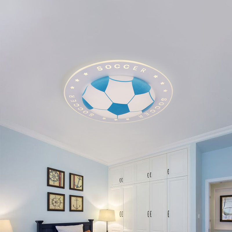 Spot LED encastré pour enfants : plafonnier football noir/bleu de 16,5"/20,5" avec abat-jour en acrylique