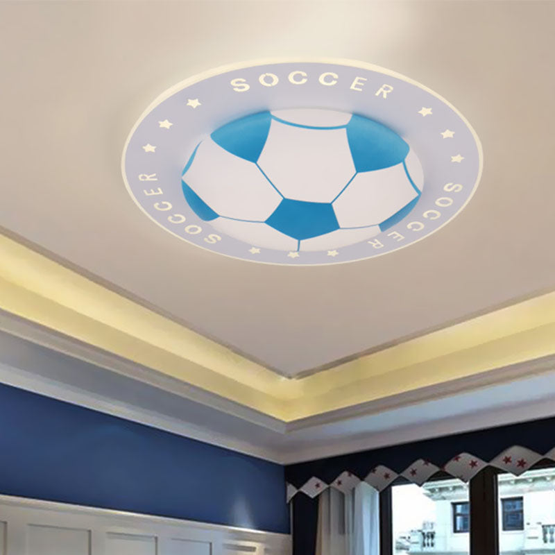 Spot LED encastré pour enfants : plafonnier football noir/bleu de 16,5"/20,5" avec abat-jour en acrylique