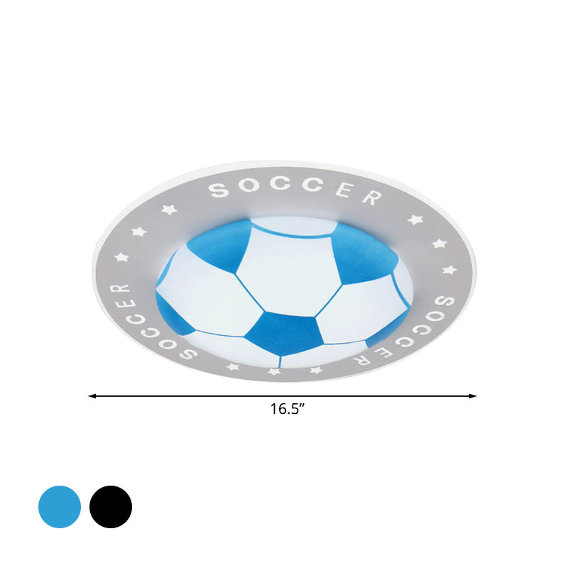 Spot LED encastré pour enfants : plafonnier football noir/bleu de 16,5"/20,5" avec abat-jour en acrylique