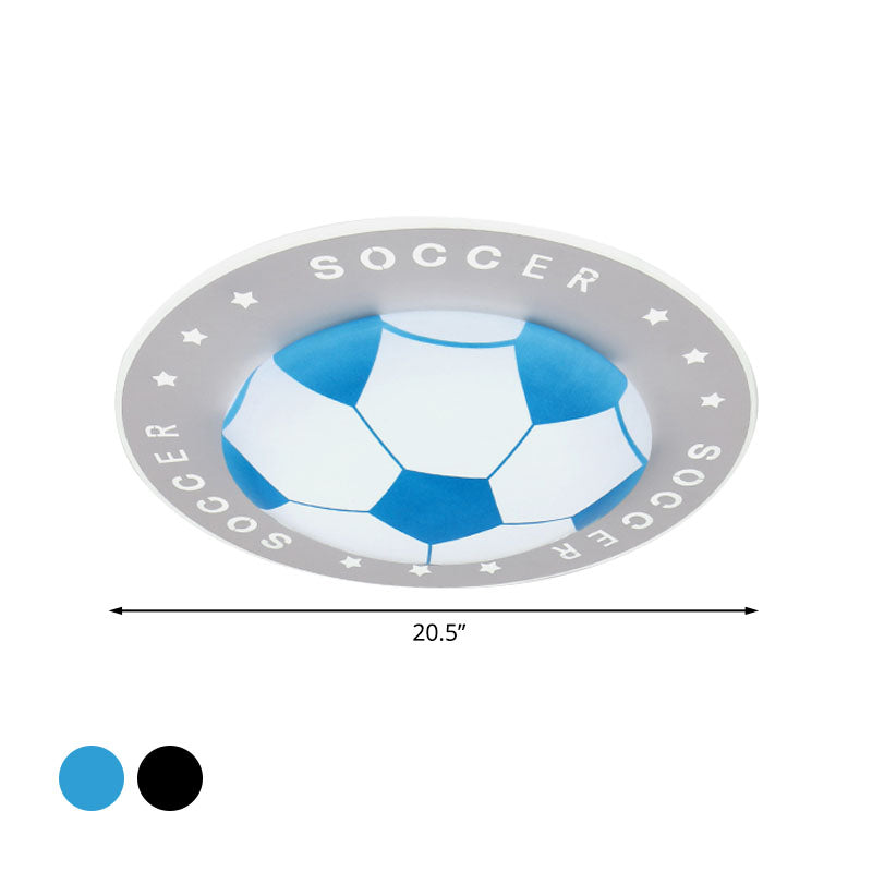 Spot LED encastré pour enfants : plafonnier football noir/bleu de 16,5"/20,5" avec abat-jour en acrylique