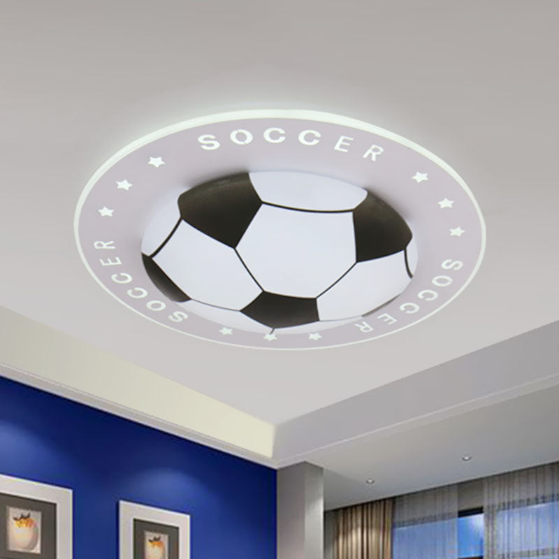 Spot LED encastré pour enfants : plafonnier football noir/bleu de 16,5"/20,5" avec abat-jour en acrylique
