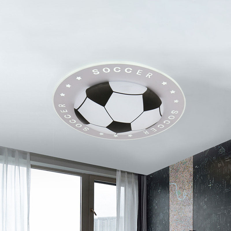 Spot LED encastré pour enfants : plafonnier football noir/bleu de 16,5"/20,5" avec abat-jour en acrylique