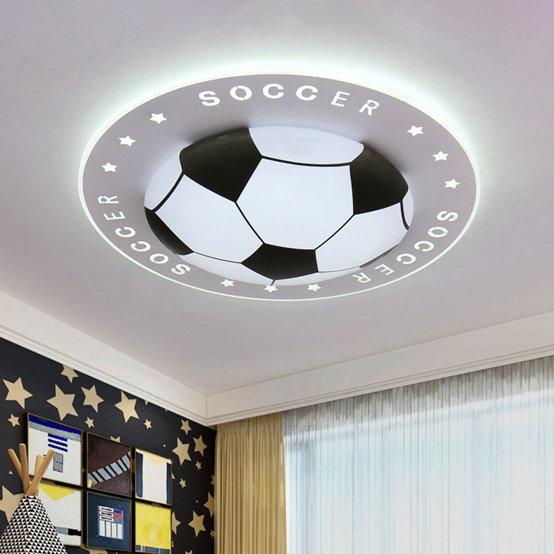 Spot LED encastré pour enfants : plafonnier football noir/bleu de 16,5"/20,5" avec abat-jour en acrylique