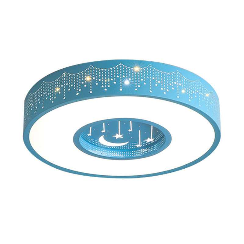 Plafonnier LED encastré pour enfants avec motif lune et étoile en rose/bleu, largeur 16"/19,5"