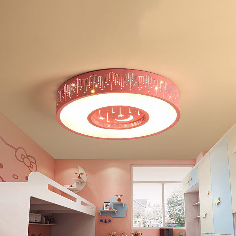 Plafonnier LED encastré pour enfants avec motif lune et étoile en rose/bleu, largeur 16"/19,5"