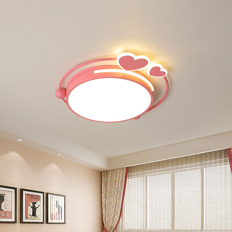 Macaroon Pink Heart LED Flush Mount Lamp - 16"/19.5" Width