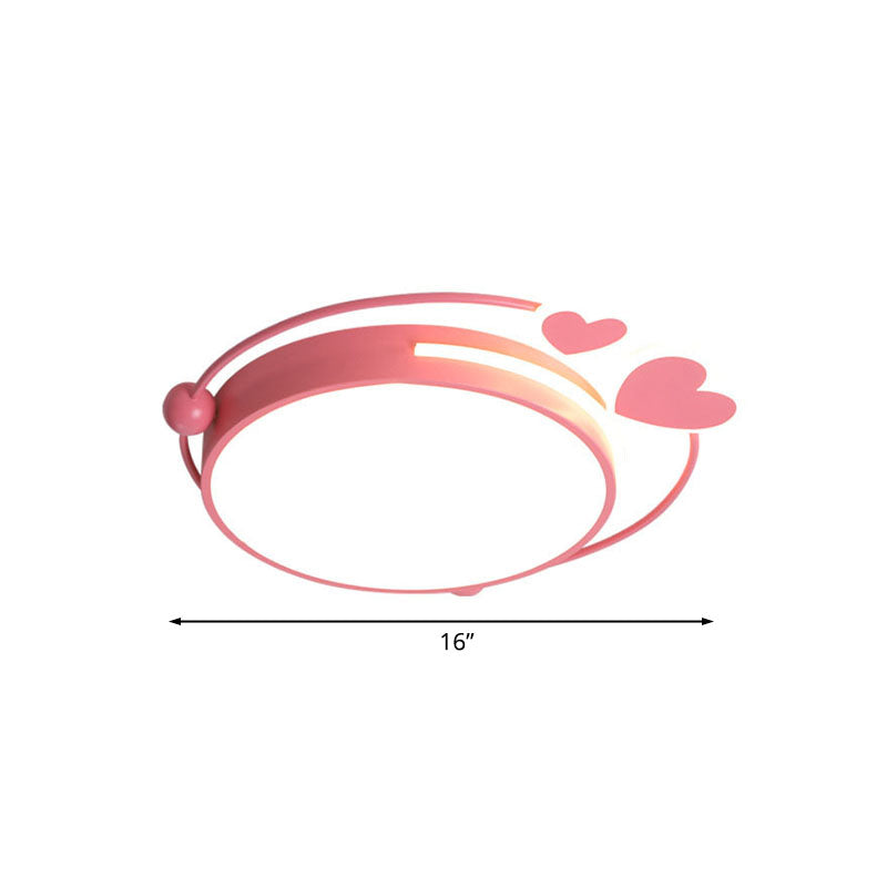Macaroon Pink Heart Led Flush Mount Lamp - 16/19.5 Width
