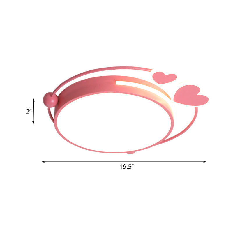 Macaroon Pink Heart LED Flush Mount Lamp - 16"/19.5" Width