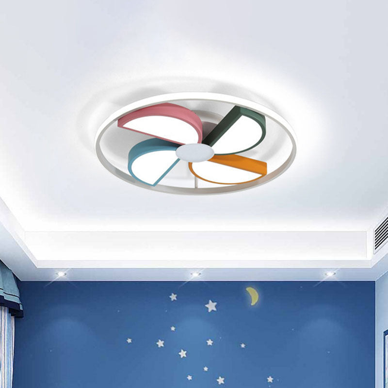 Plafonnier encastré à LED blanc Macaroon pour chambre à coucher, design moulin à vent en acrylique, largeur 16,5"/20,5"